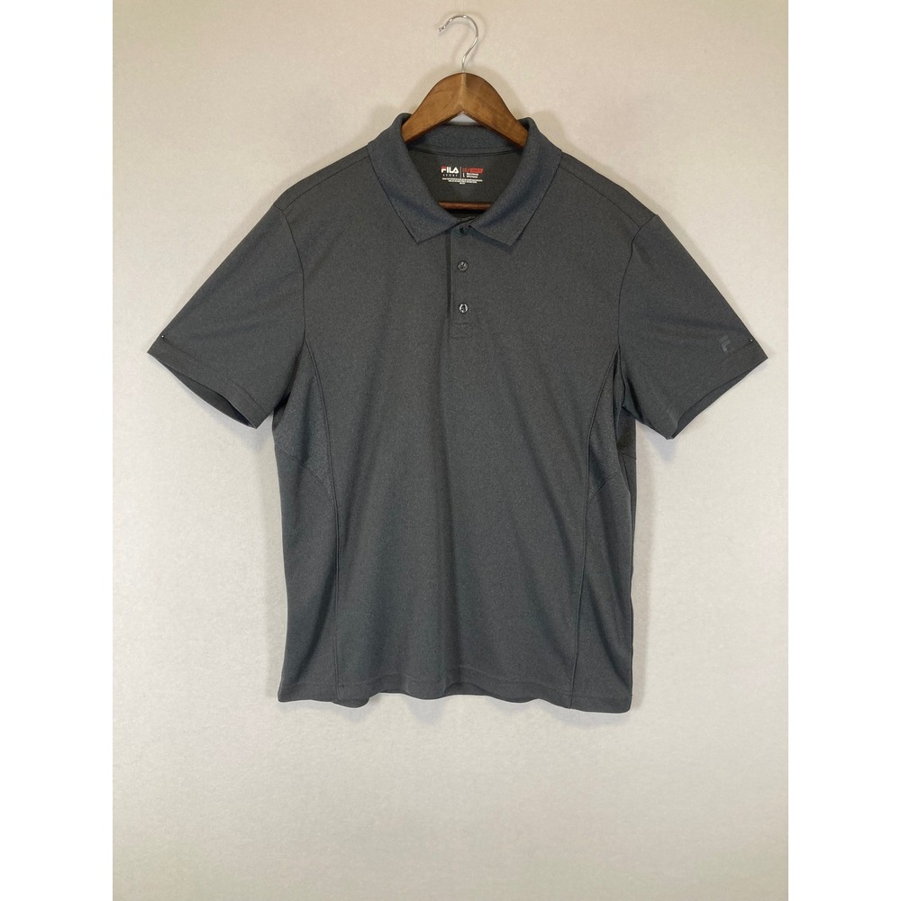 Sporty Fila Sport Mens Large Charcoal Grey Athletic Fit Golf Polo Short Sleeve
